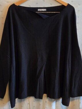Sarah Pacini Off-the-Shoulder Navy Asymmetric Blouse Size XL